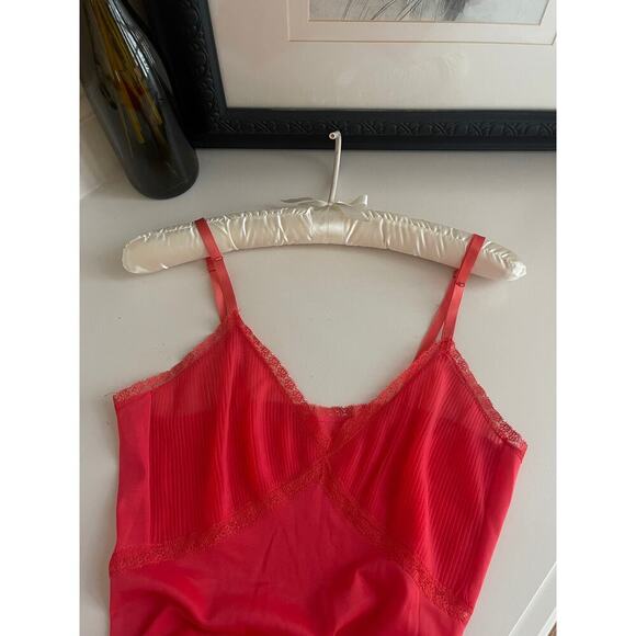 Vintage Pink Pleated Slip Dress Ruffle Trim - Size Small - Picture 7 of 7